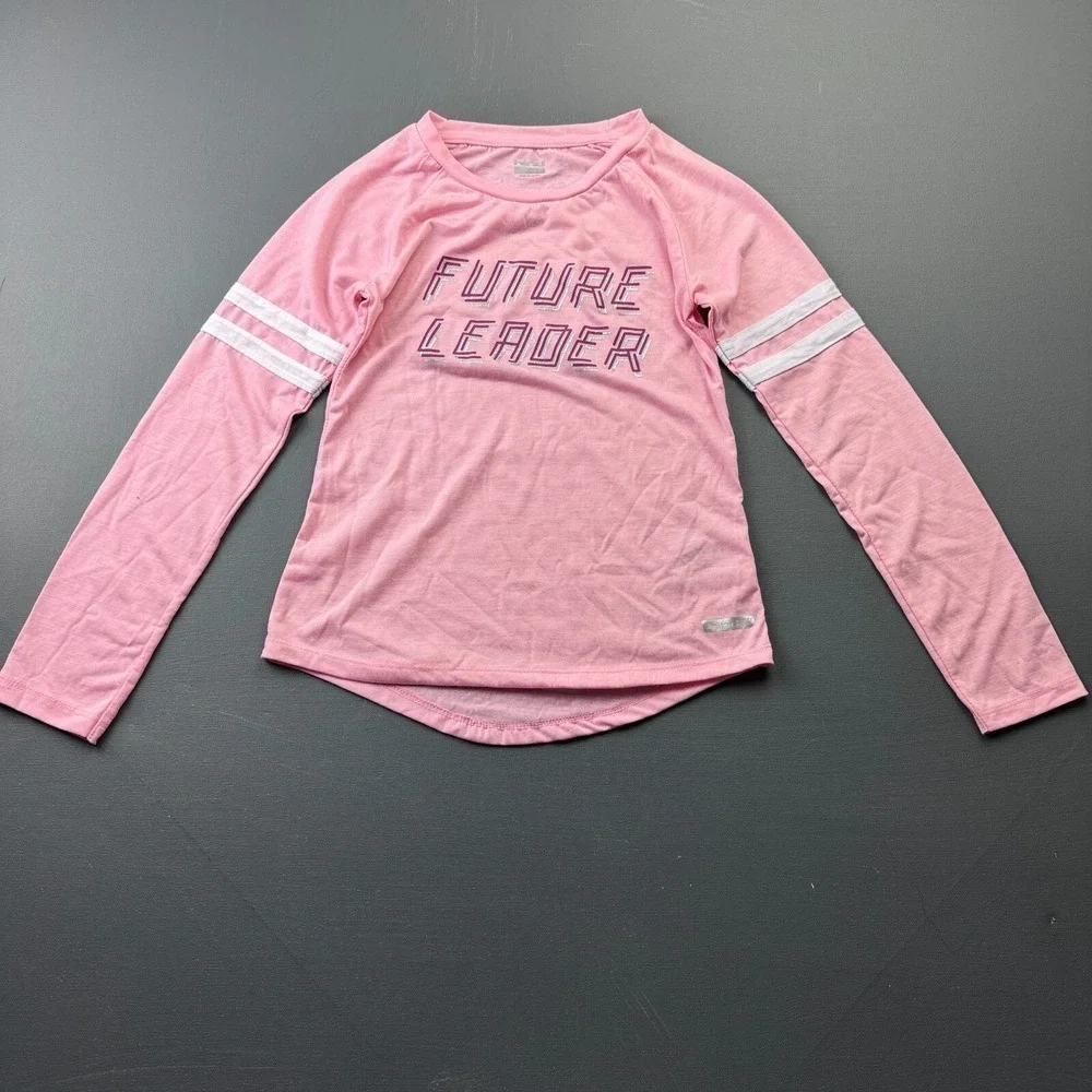 Hind Girls Size 10/12 Pink Future Leader Graphic Long Sleeve Athletic Shirt Tee